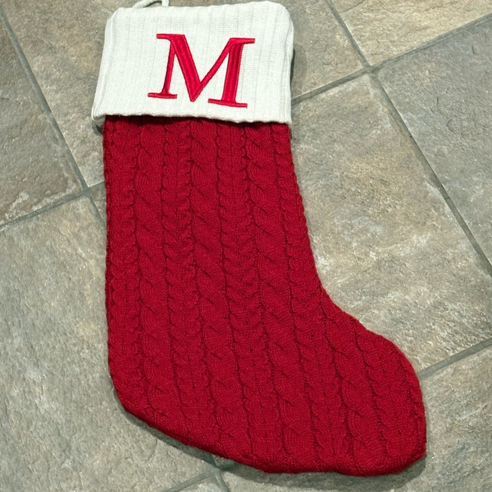 Red Cable Knit Christmas Stocking